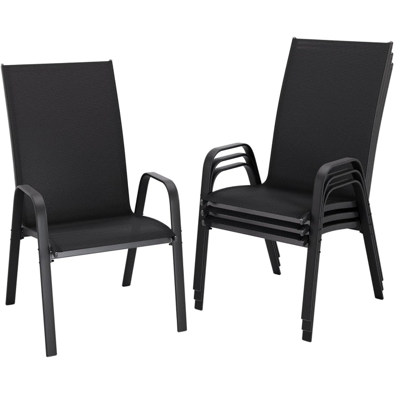 Black Stackable Patio Chairs Set of 4