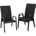 Black Stackable Patio Chairs Set of 4
