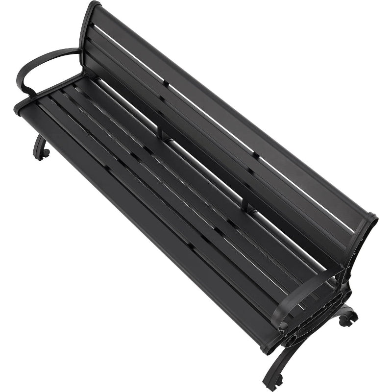 6' Park Bench with Backrest & Horizontal Slats