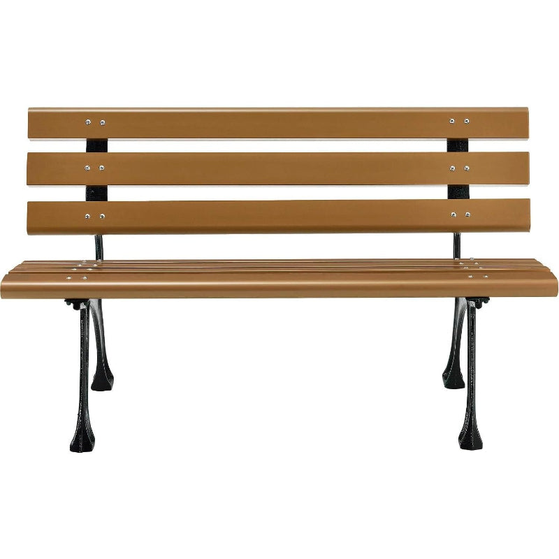 4' Tan Plastic Park Bench with Backrest