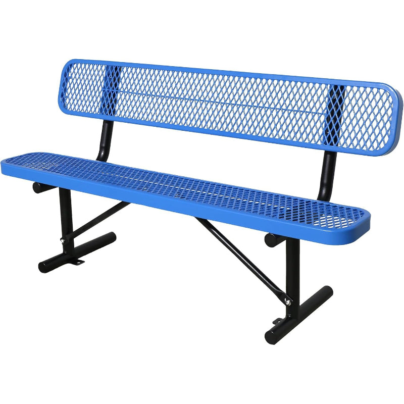 Blue Thermoplastic-Coated Metal Park Bench 6FT