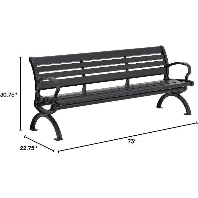 6' Park Bench with Backrest & Horizontal Slats