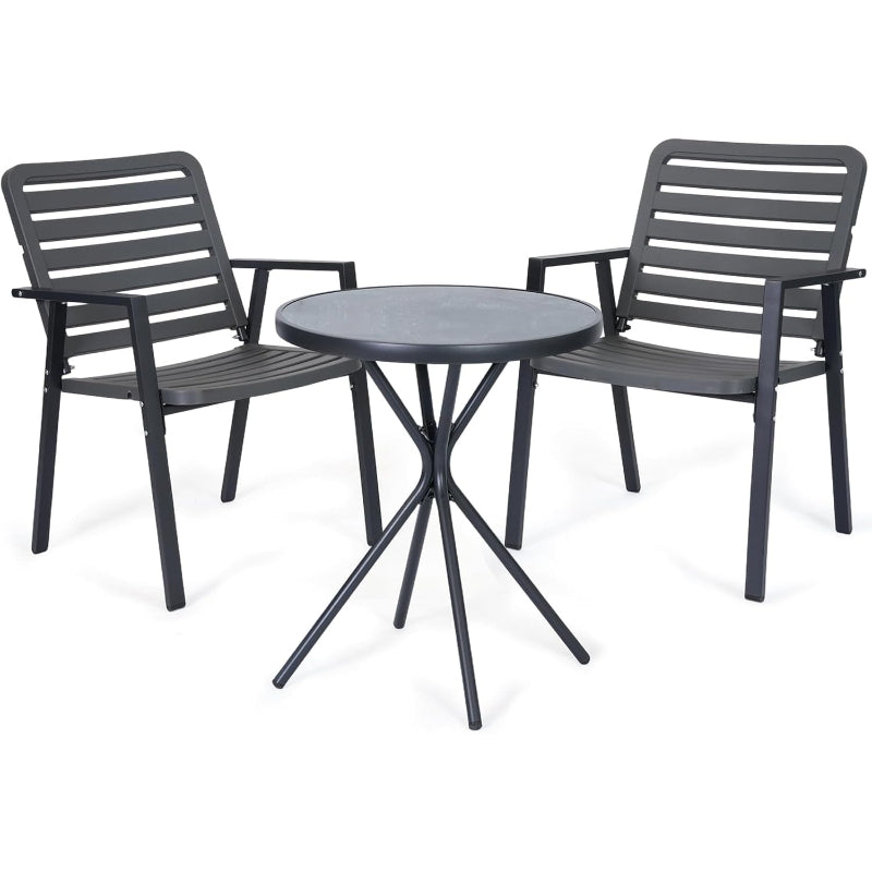 Grey 3-Piece Outdoor Patio Bistro Set