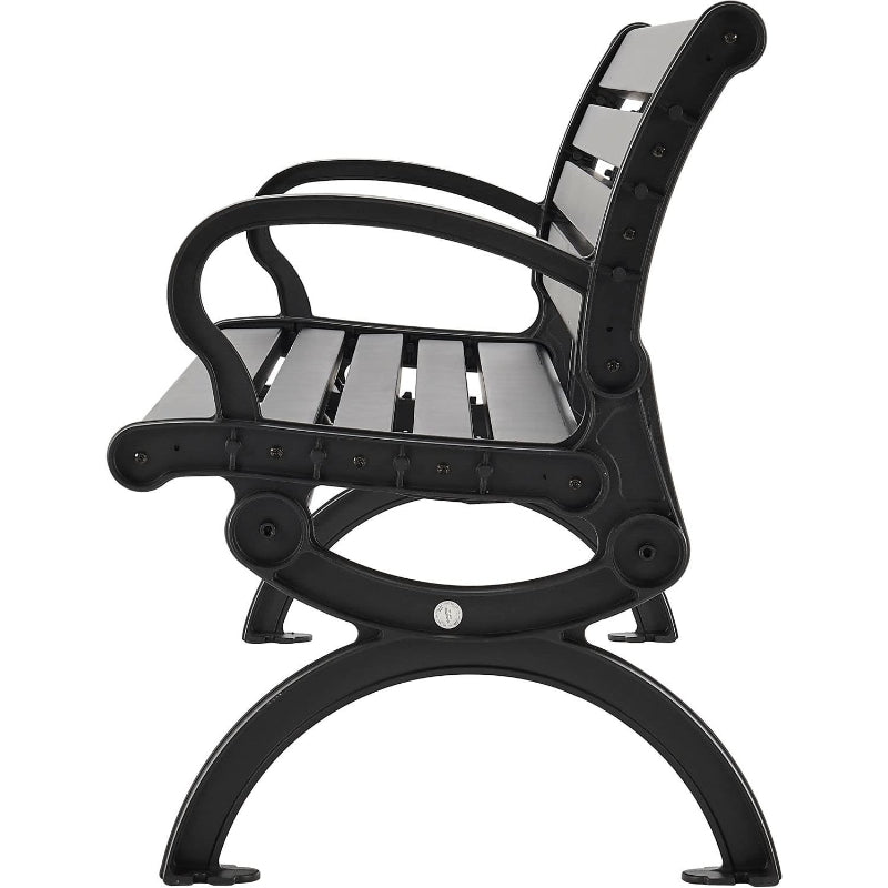 6' Park Bench with Backrest & Horizontal Slats