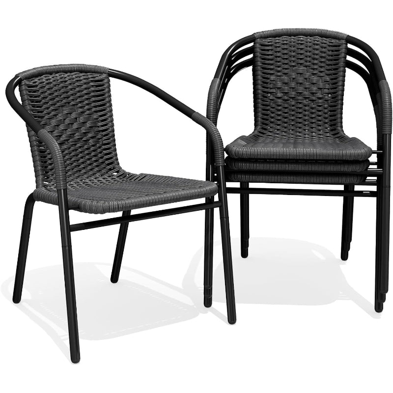 Gray Stackable Patio Chairs Set of 4