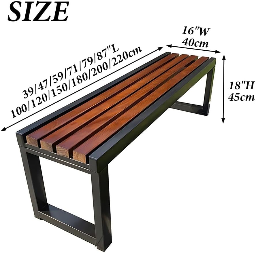 59" Wood Seat Metal Park Bench
