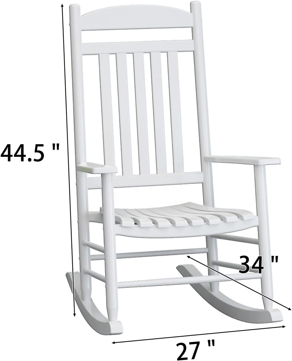 White Oversized Wooden Outdoor Rocking Chair