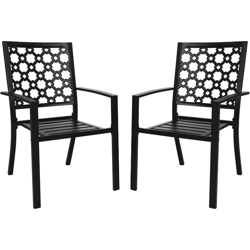 Black Stackable Patio Chairs Set of 2