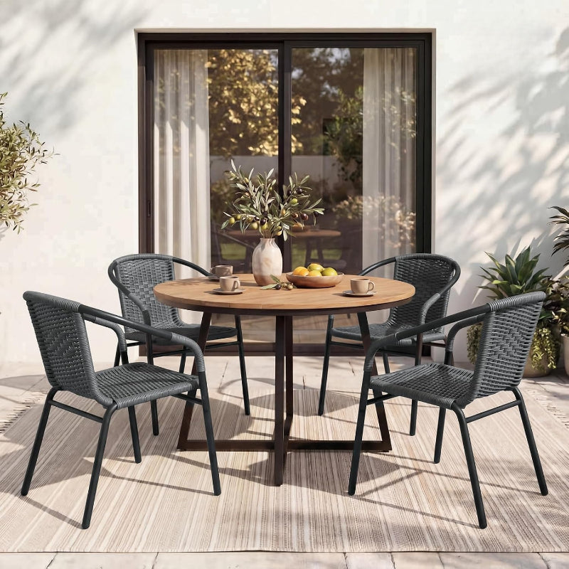 Gray Stackable Patio Chairs Set of 4
