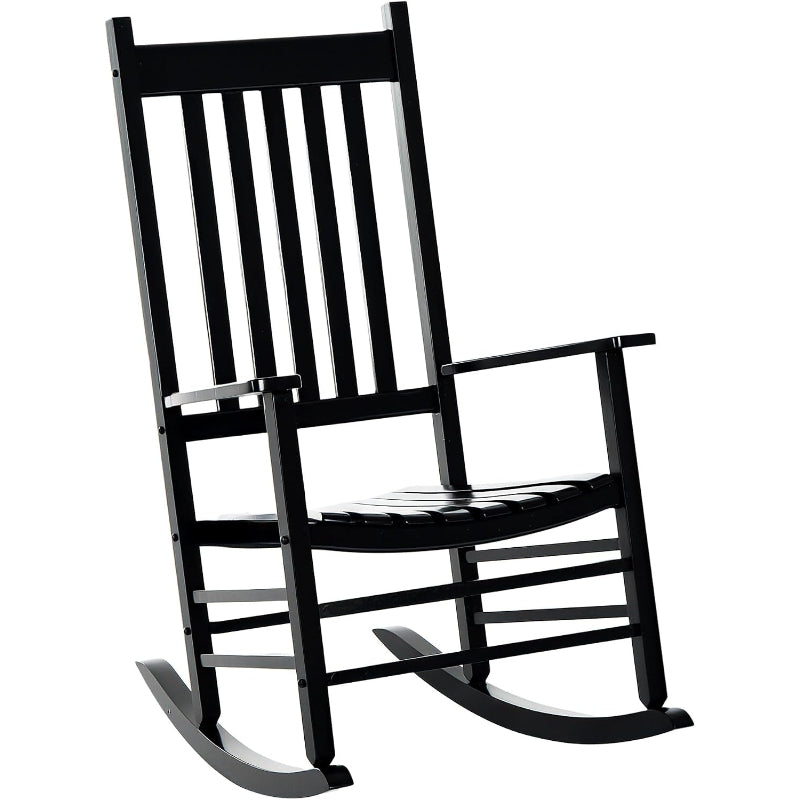 Black Wooden Outdoor Rocking Chair