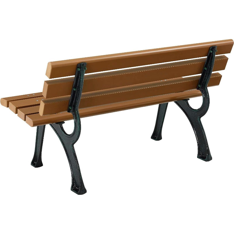 4' Tan Plastic Park Bench with Backrest
