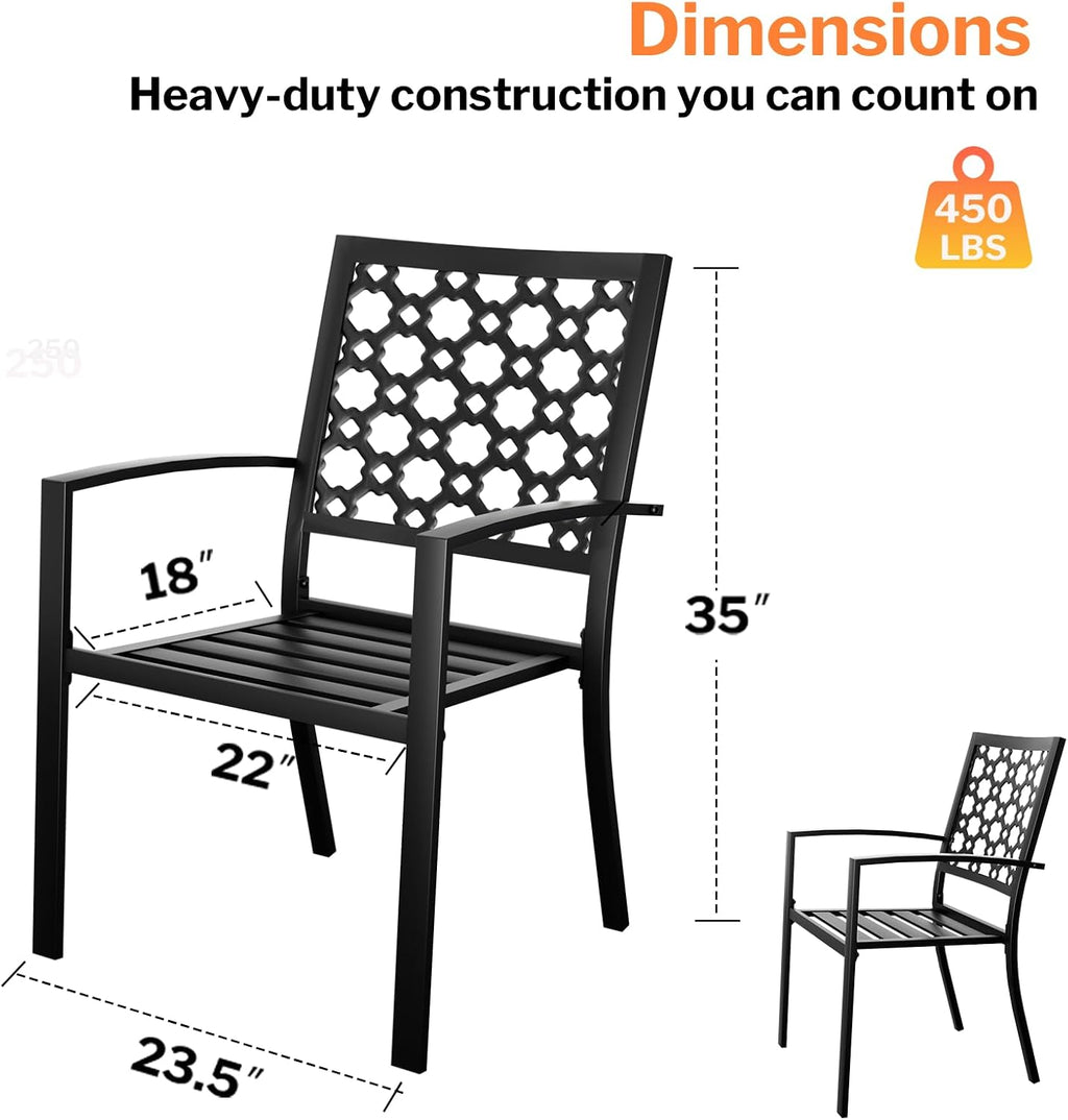 Black Stackable Patio Chairs Set of 2