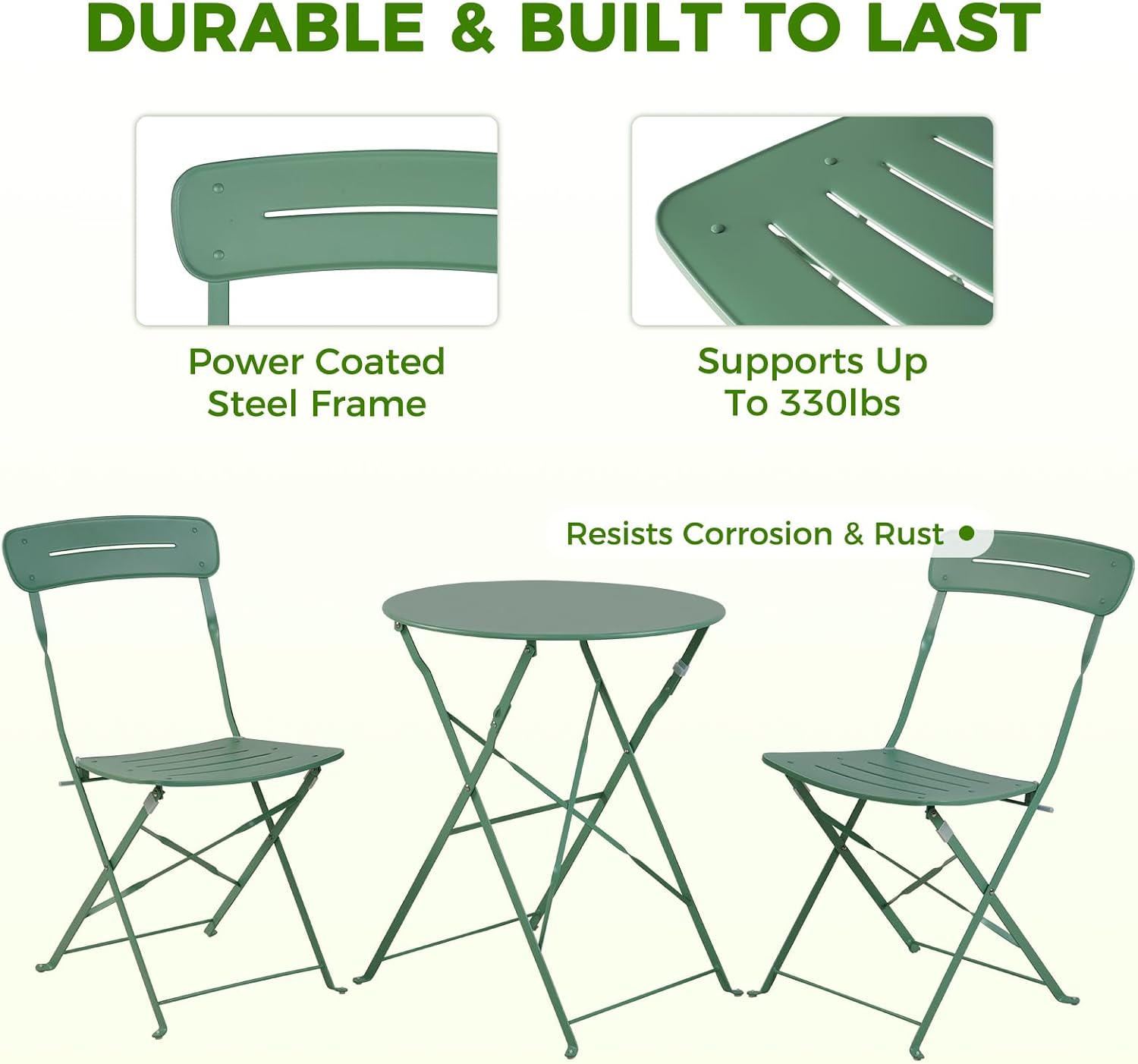 Sage Green 3-Piece Bistro Set