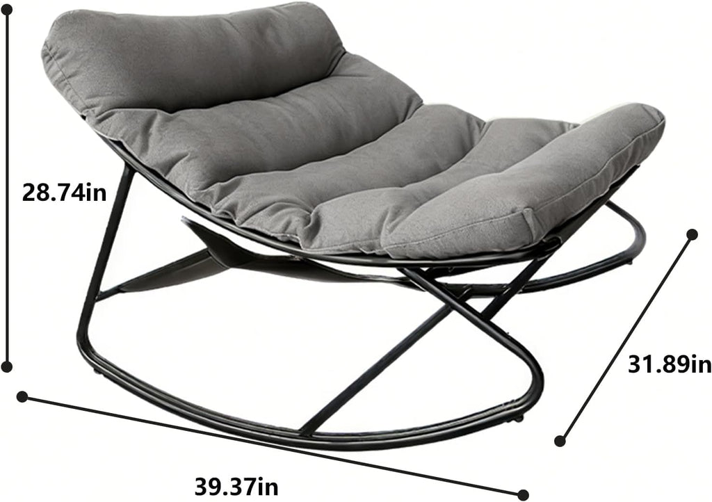 Gray Papasan Rocking Chair with Plush Cushion, 350 Lbs