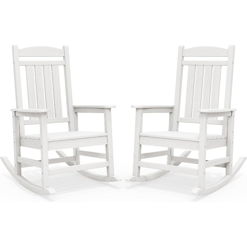 2-Pack White Outdoor Rocking Chairs
