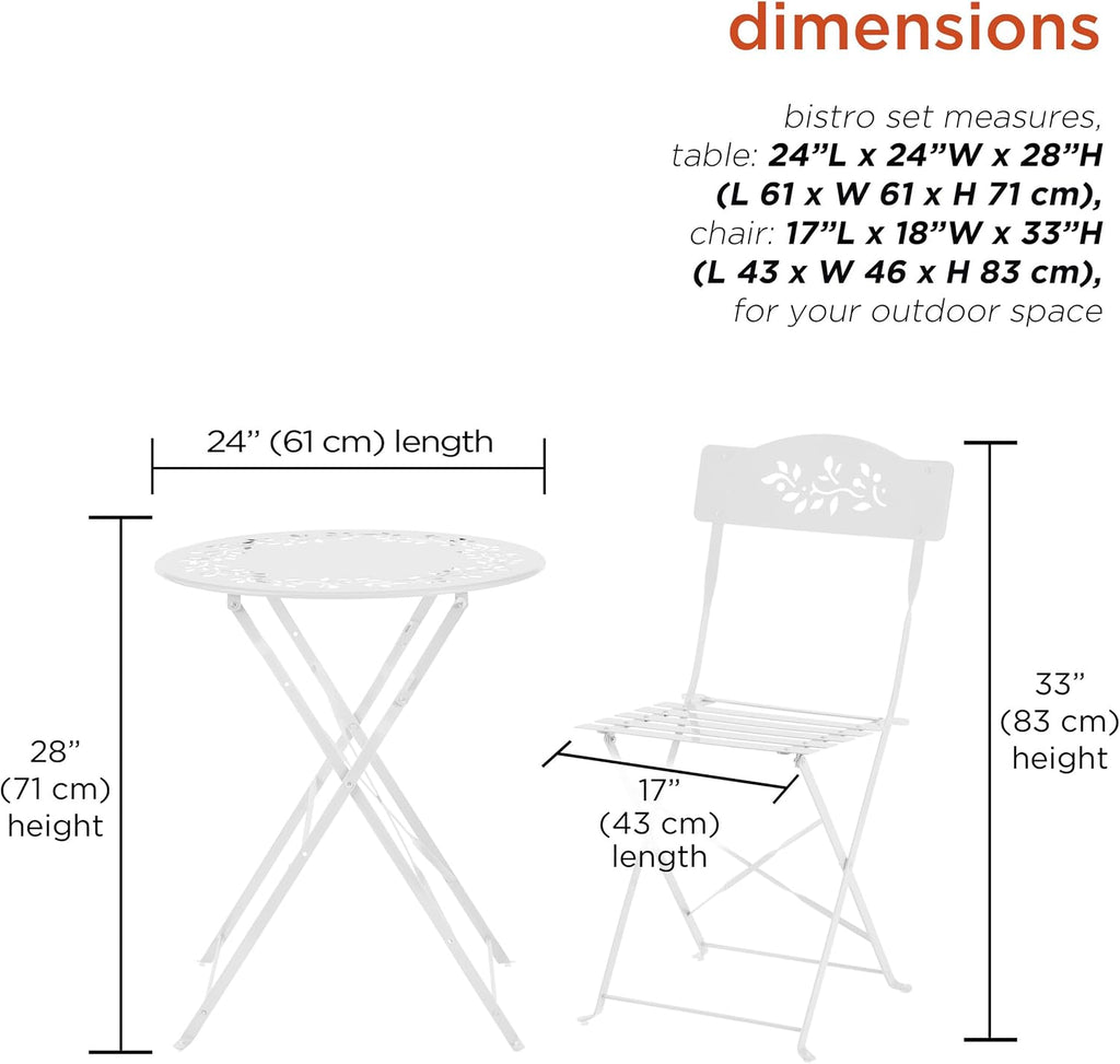 White 3-Piece Folding Bistro Set