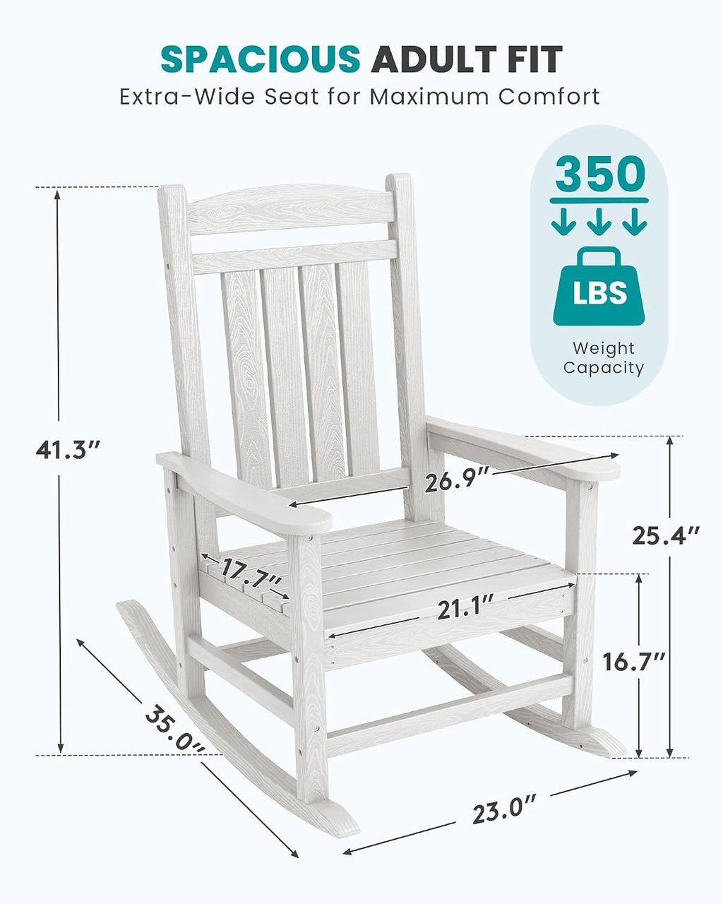 2-Pack White Outdoor Rocking Chairs