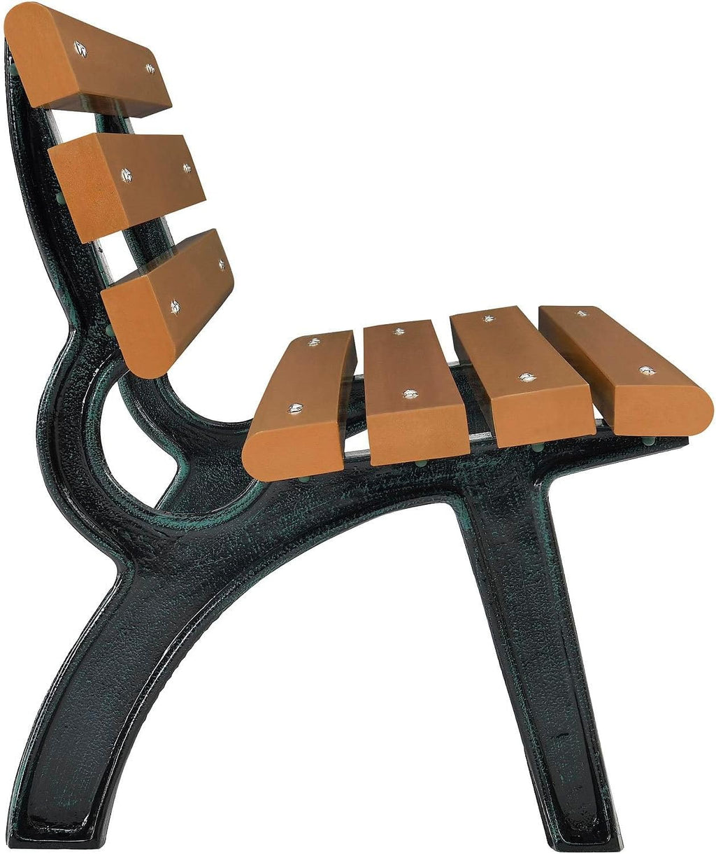 4' Tan Plastic Park Bench with Backrest