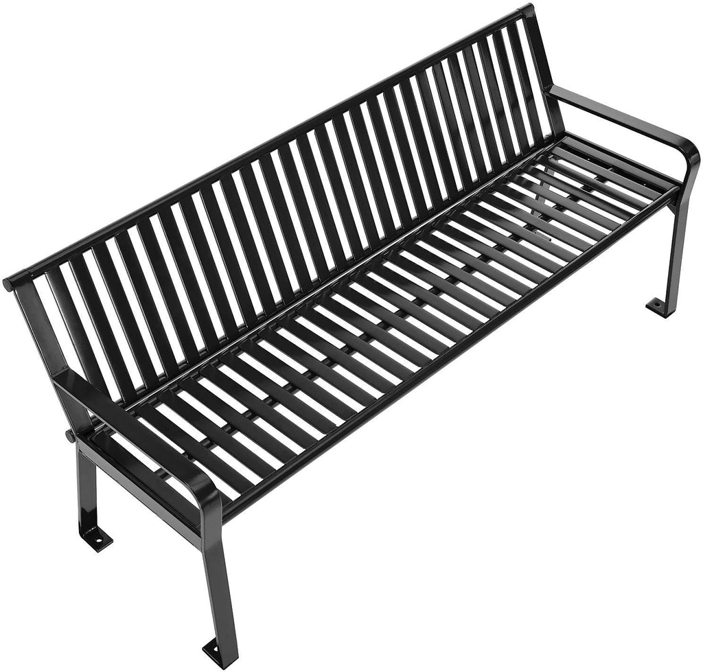 6ft Heavy-Duty Park Bench with Back
