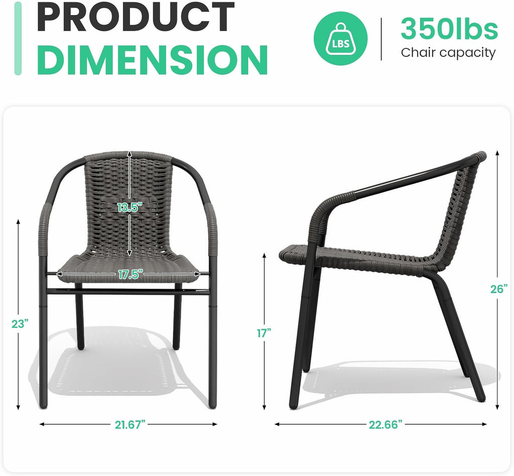 Gray Stackable Patio Chairs Set of 4