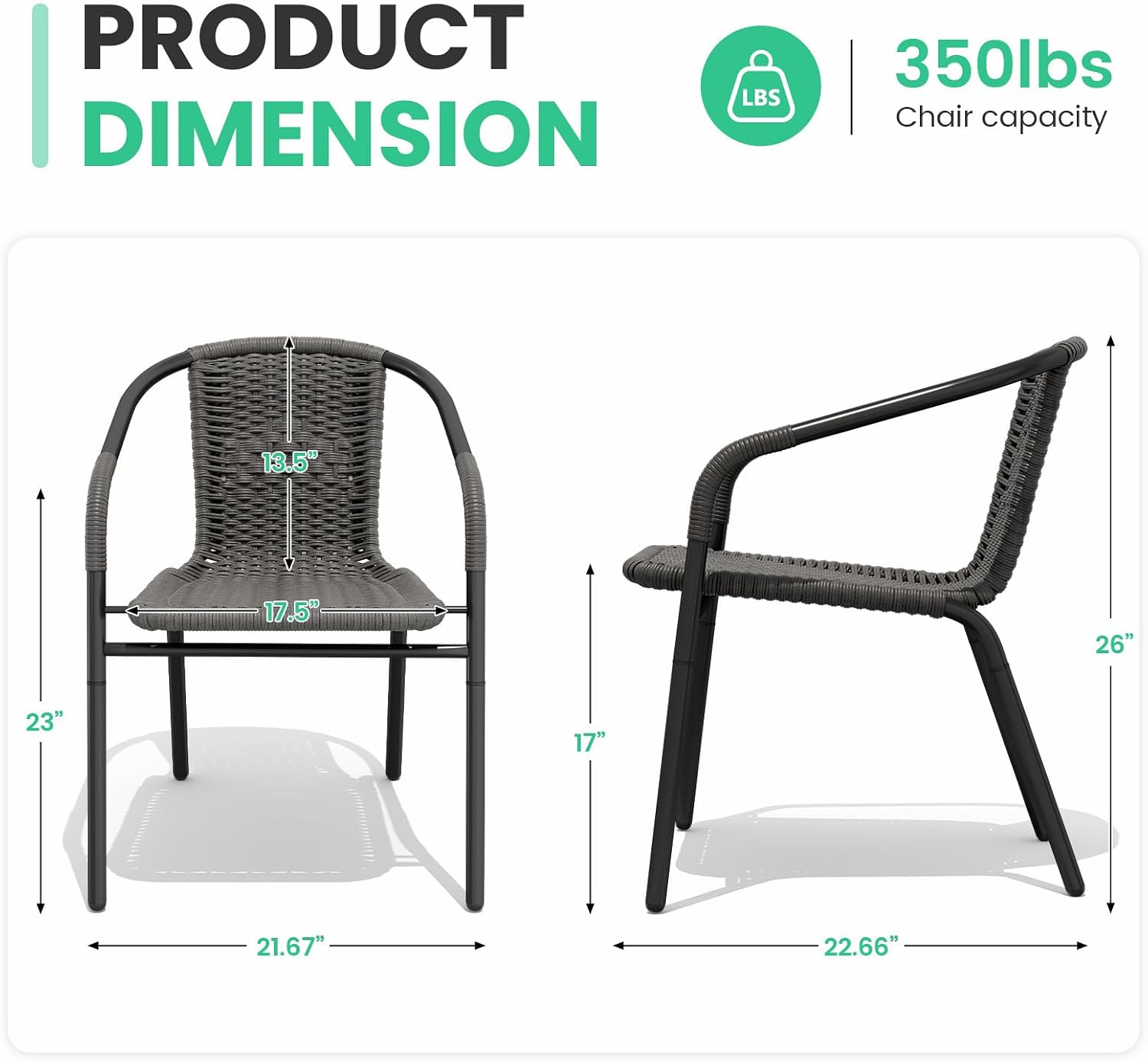 Gray Stackable Patio Chairs Set of 4