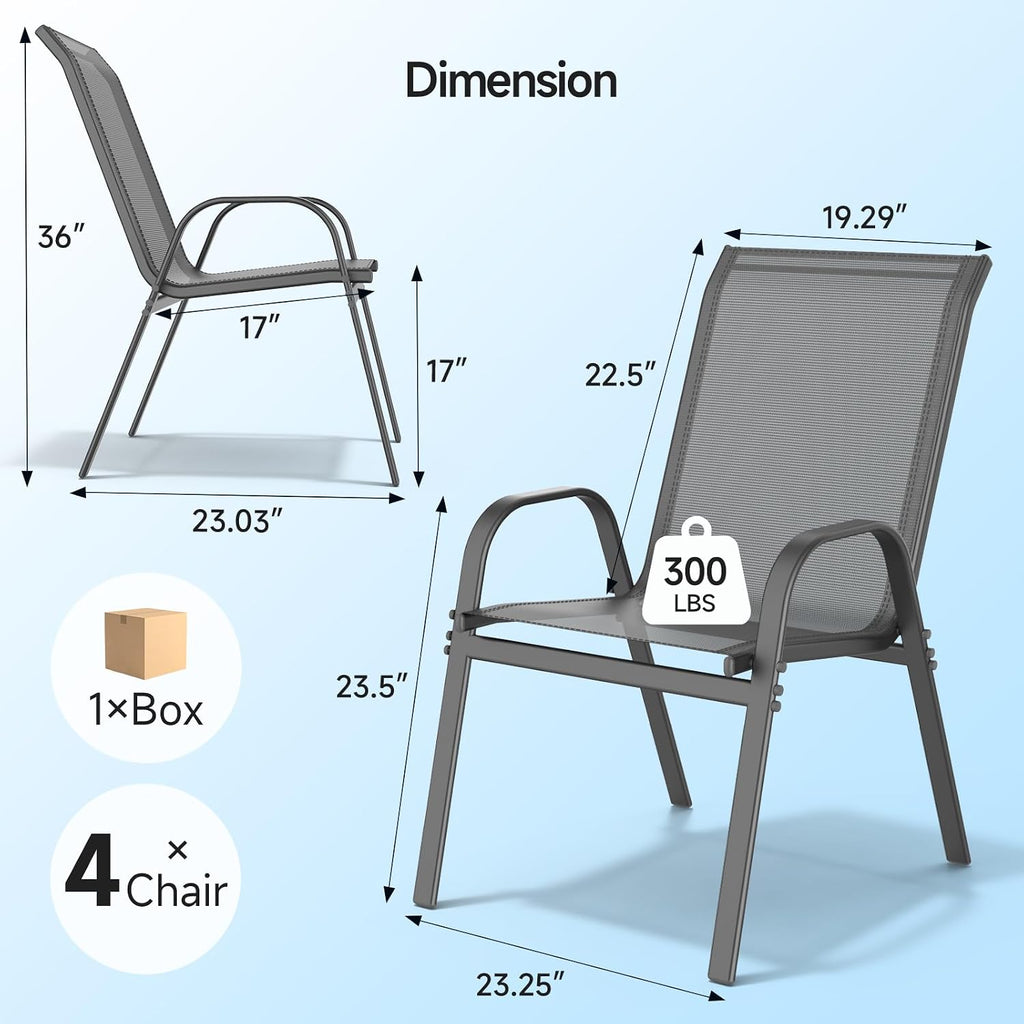 Stackable Patio Chairs Set of 4