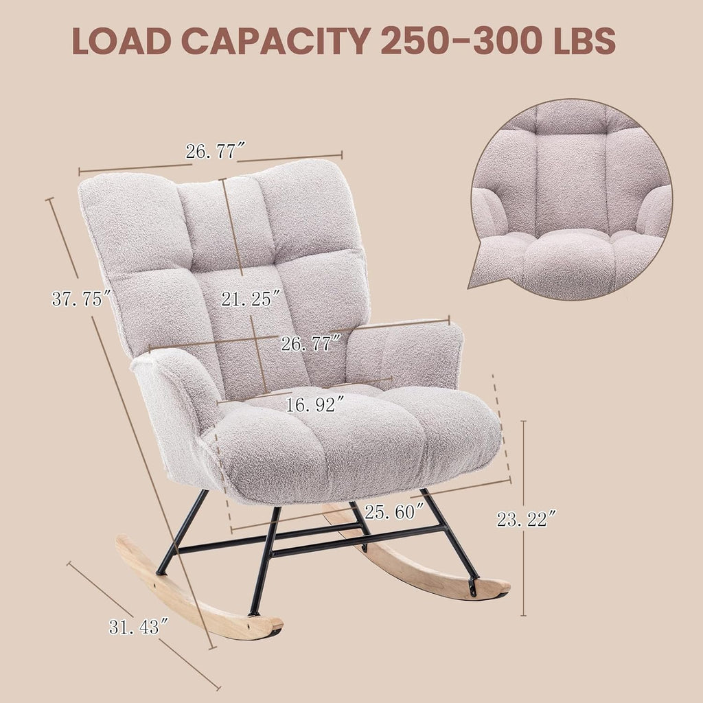 Grey Teddy Nursery Glider Rocking Chair