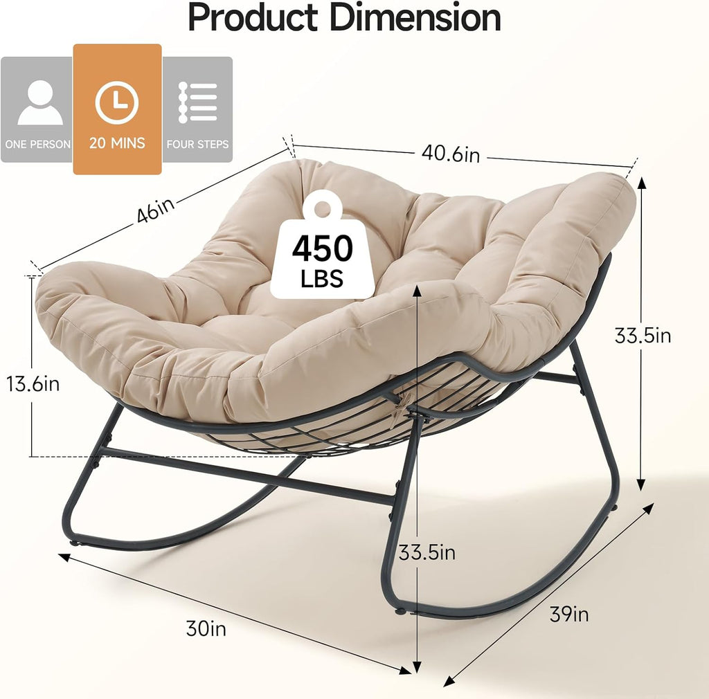 Oversized Rocking Egg Chair with Thick Cushion