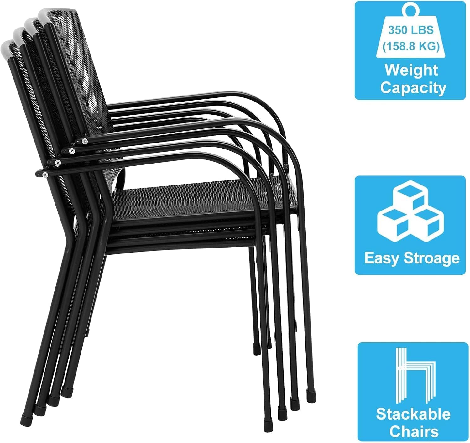 Stackable Patio Chairs Set of 4