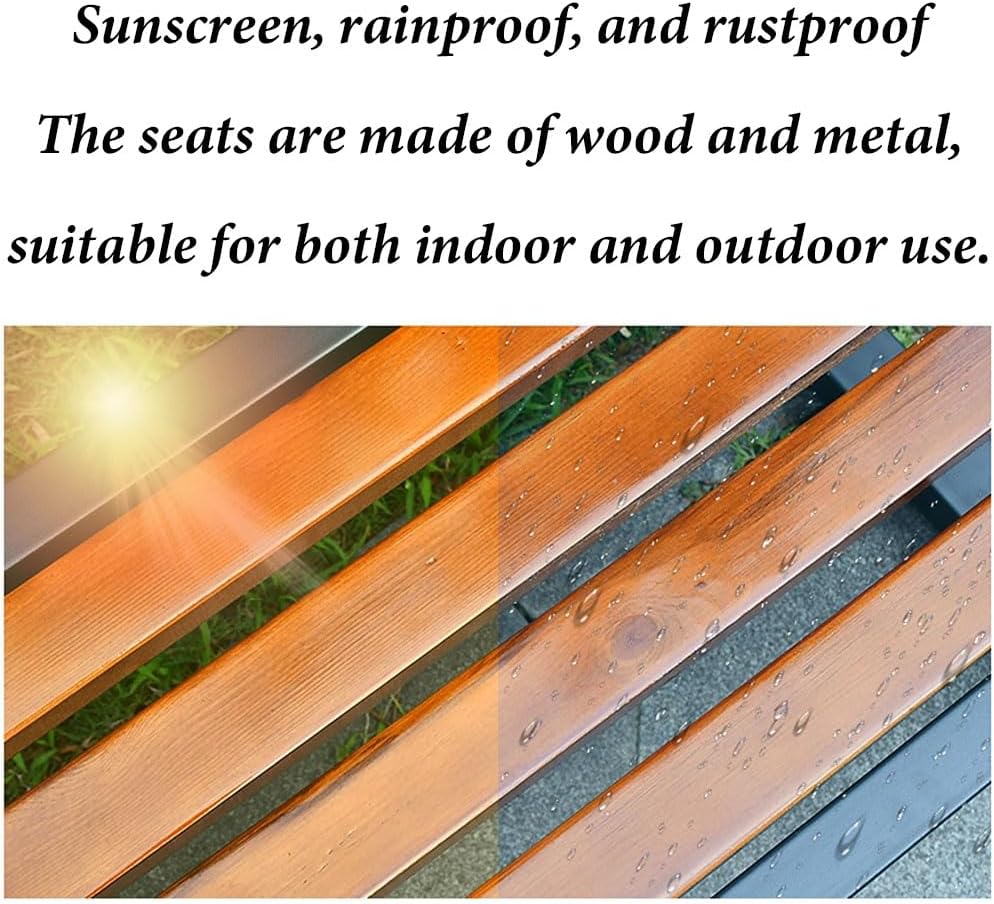 59" Wood Seat Metal Park Bench