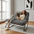 Gray Papasan Rocking Chair with Plush Cushion, 350 Lbs
