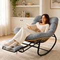 Grey Rocking Chair with Zero-Gravity Foot Rest & Ottoman