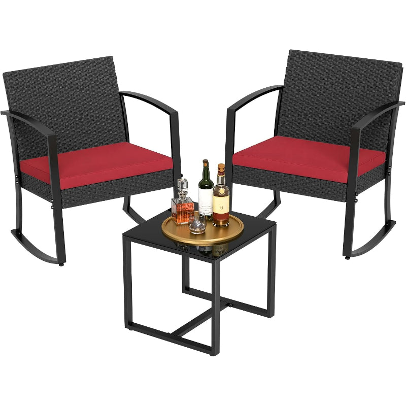 Red 3-Piece Rocking Bistro Set