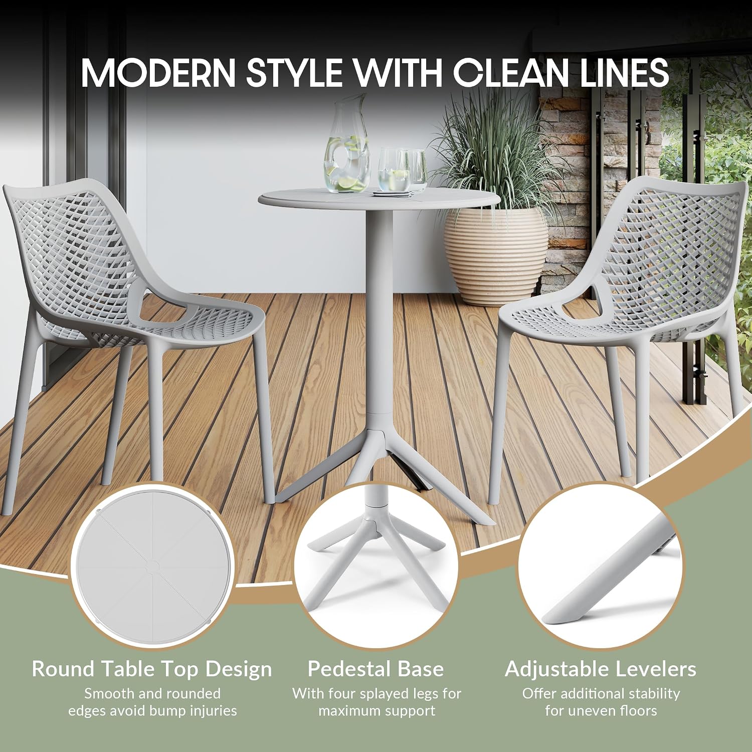 Gray 3-Piece Bistro Set