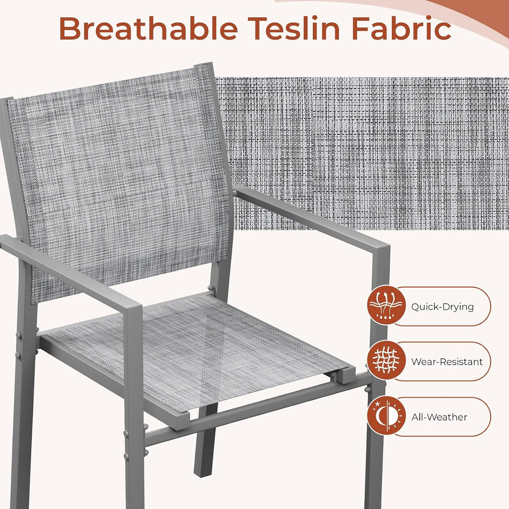 Grey Stackable Patio Chairs Set of 4