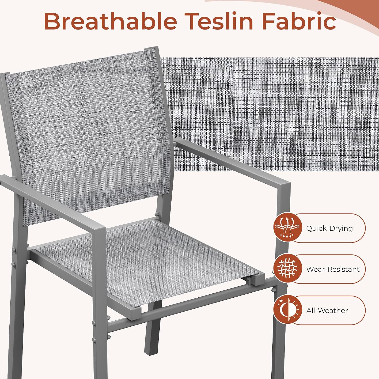 Grey Stackable Patio Chairs Set of 4