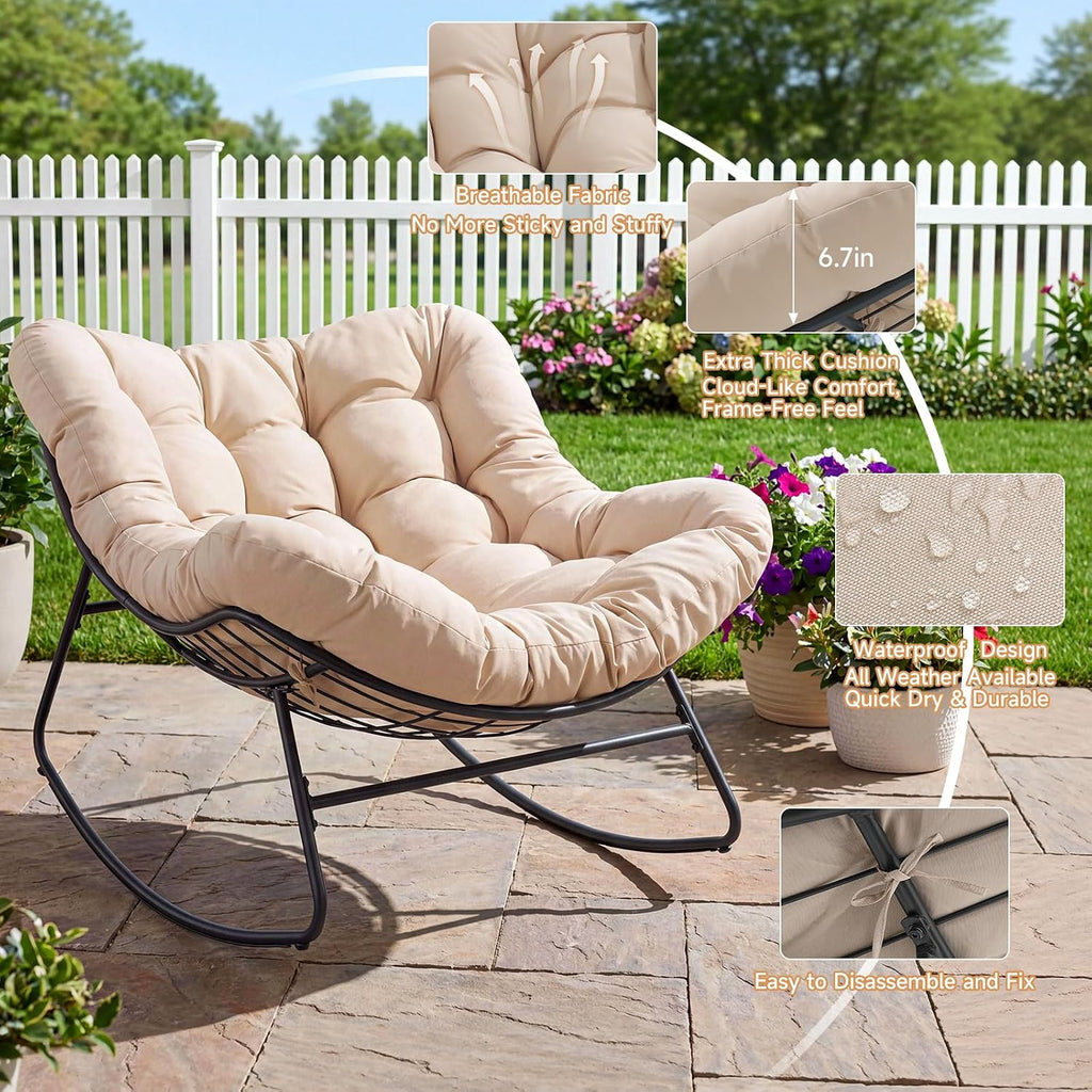 Oversized Rocking Egg Chair with Thick Cushion