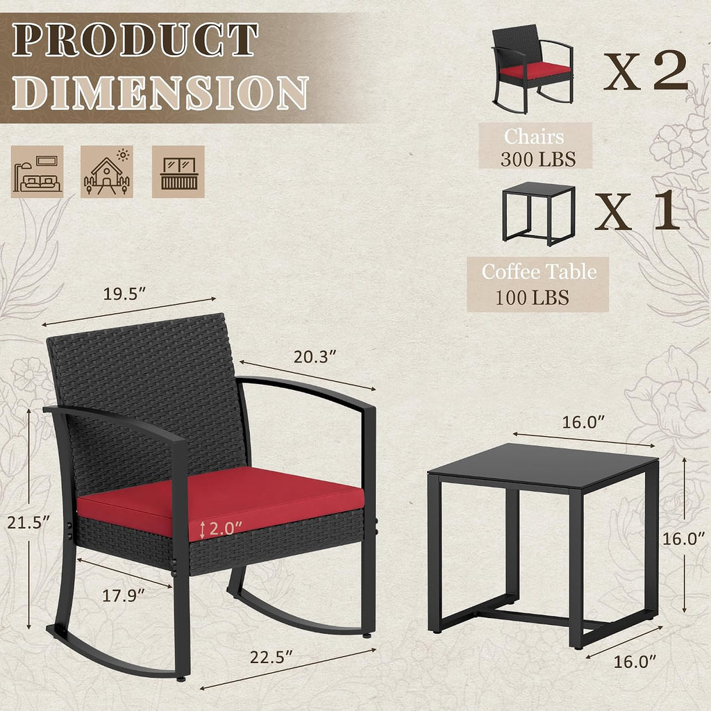 Red 3-Piece Rocking Bistro Set