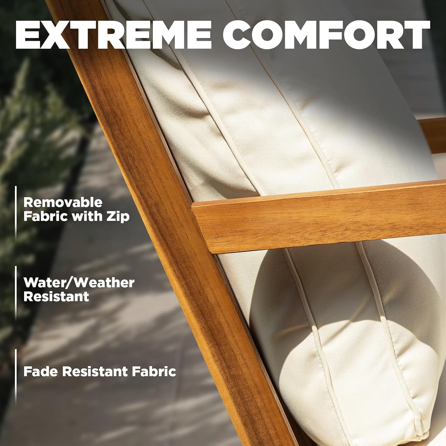 3-Piece Wood Patio Bistro Set, 400lbs Rocking Chairs
