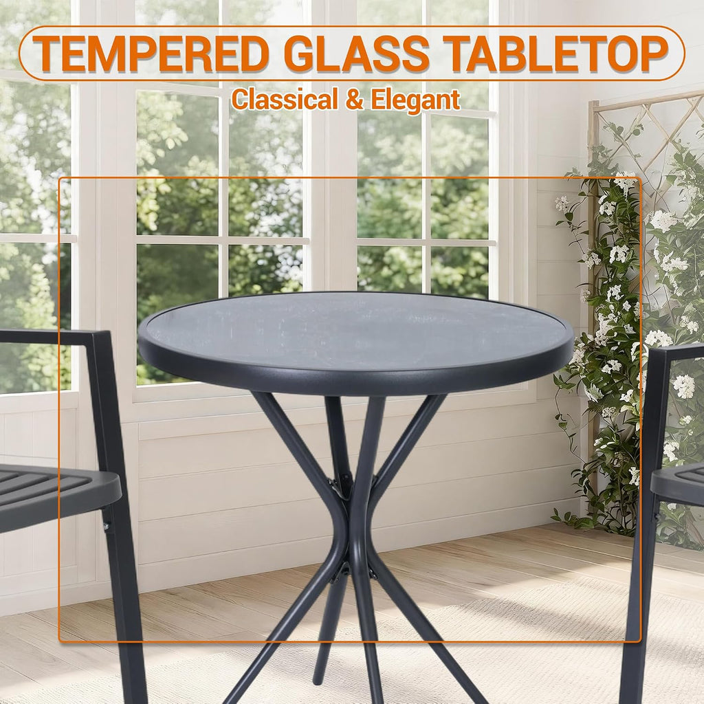 Grey 3-Piece Outdoor Patio Bistro Set