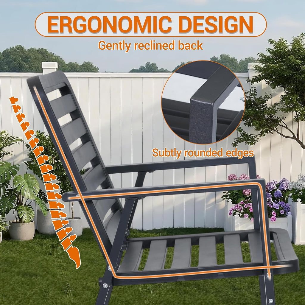 Grey 3-Piece Outdoor Patio Bistro Set