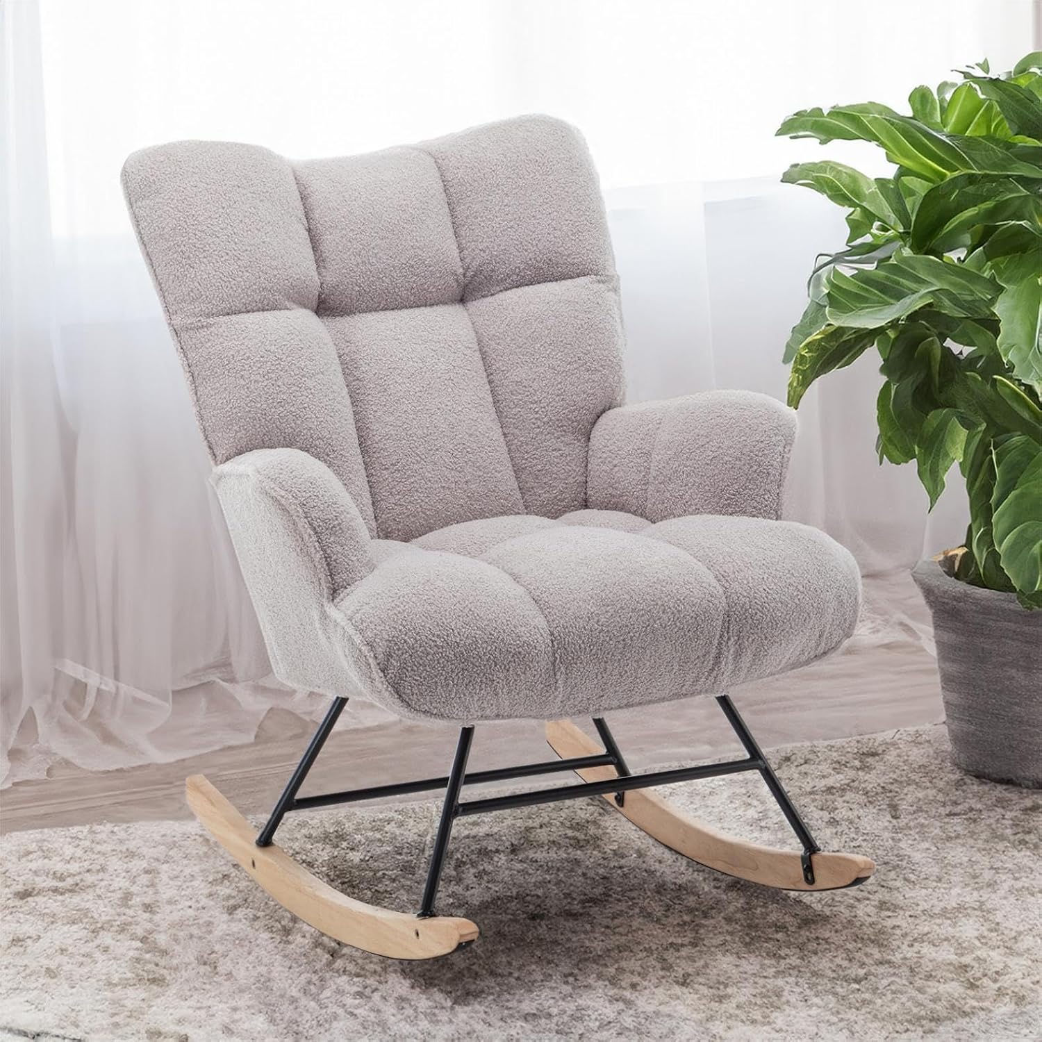 Grey Teddy Nursery Glider Rocking Chair