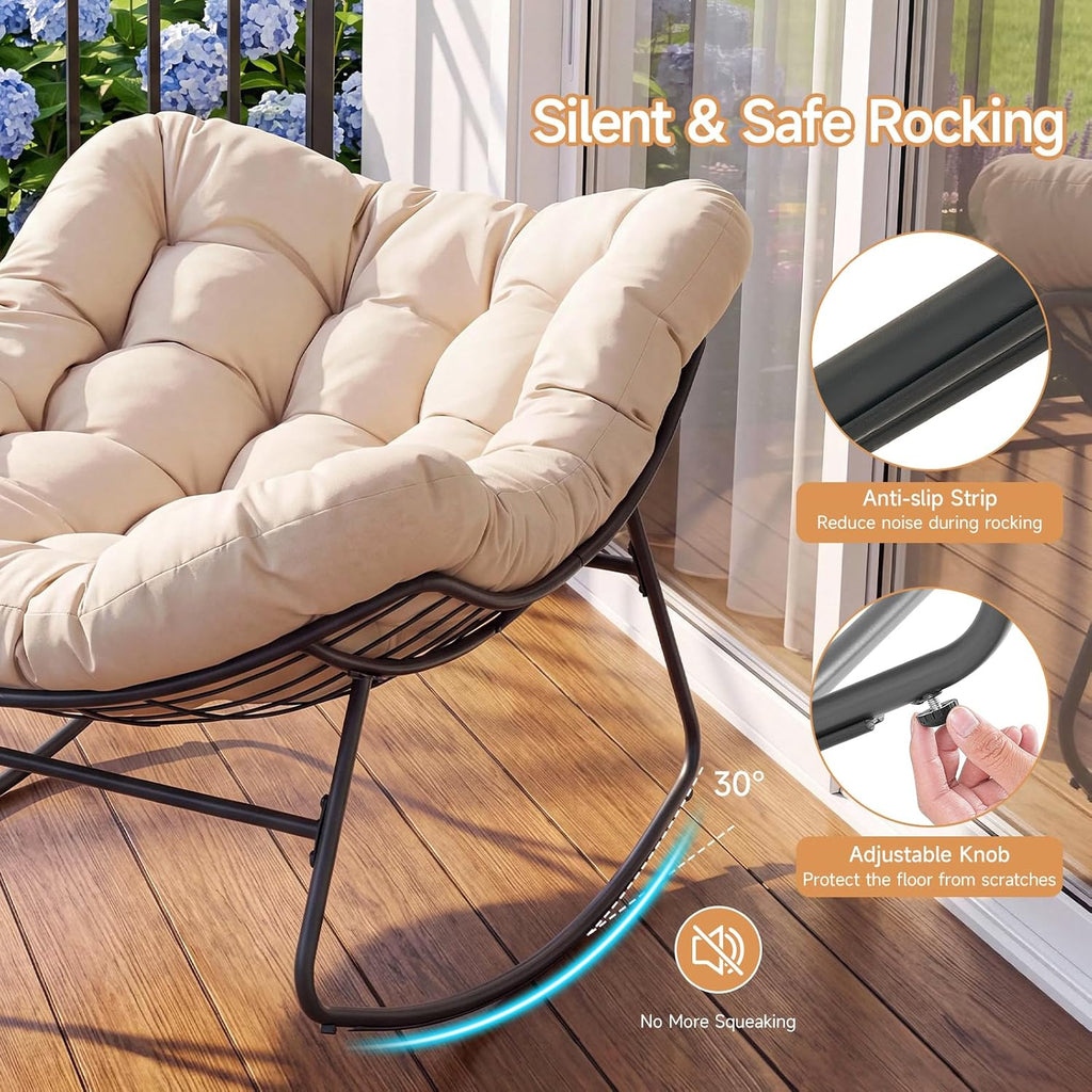 Oversized Rocking Egg Chair with Thick Cushion