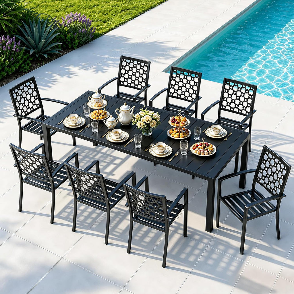Black Stackable Patio Chairs Set of 2