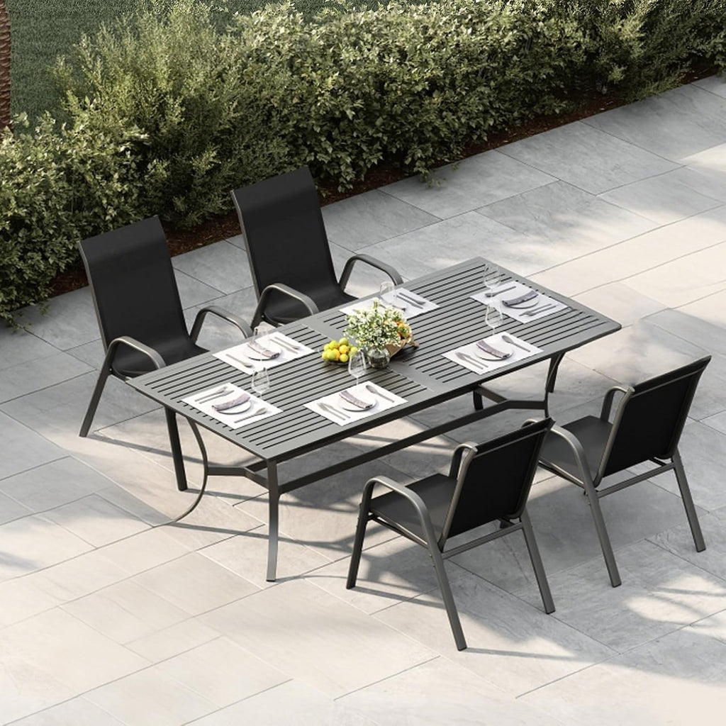 Black Stackable High-Back Patio Chairs Set of 4
