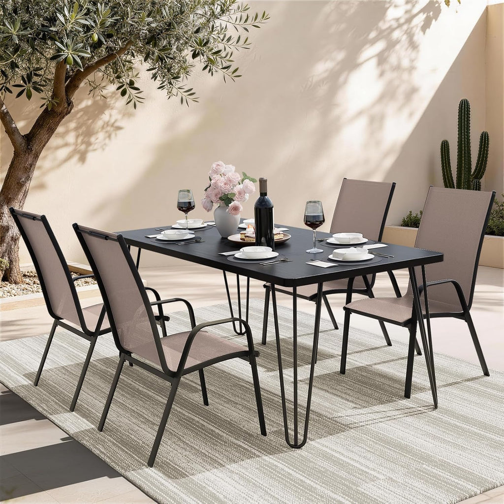 Brown Stackable Patio Chairs Set of 4