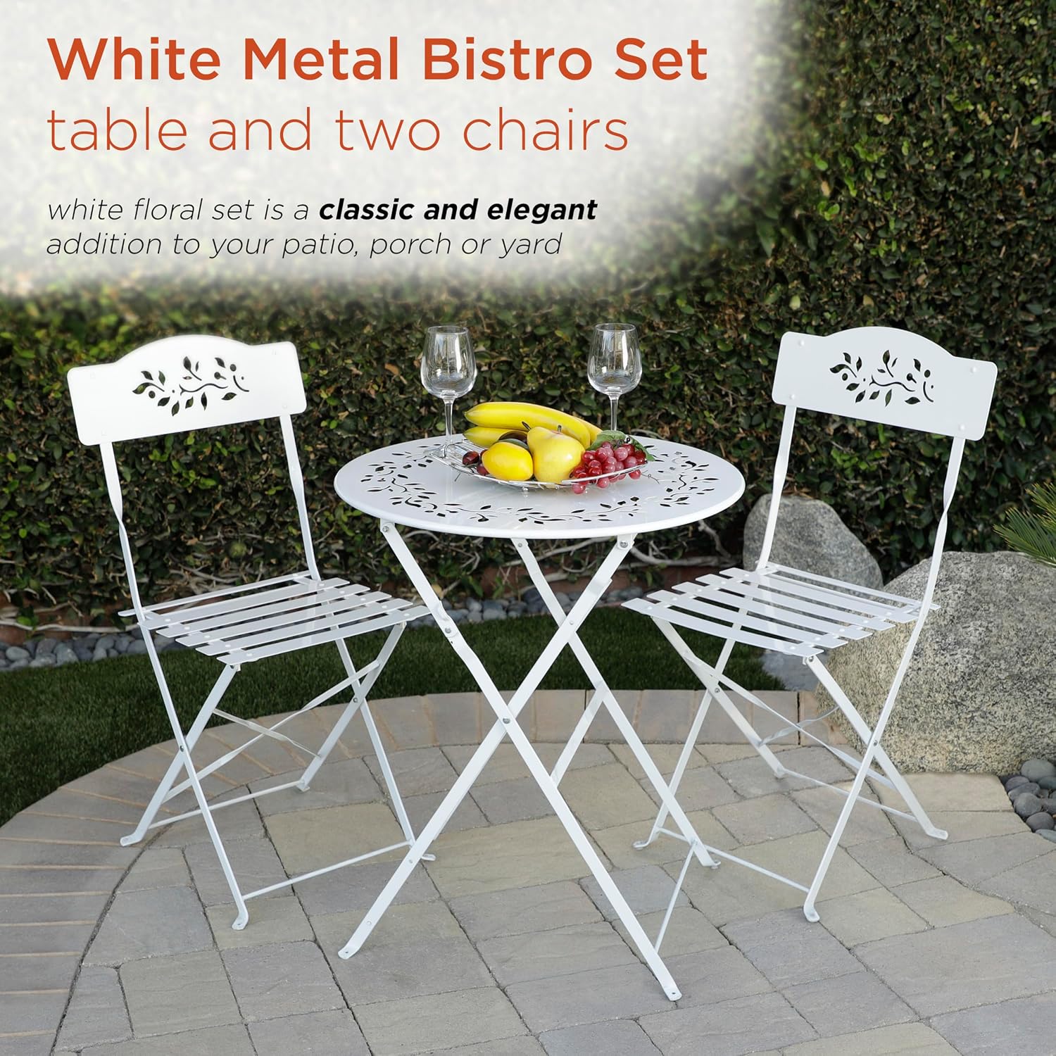 White 3-Piece Folding Bistro Set