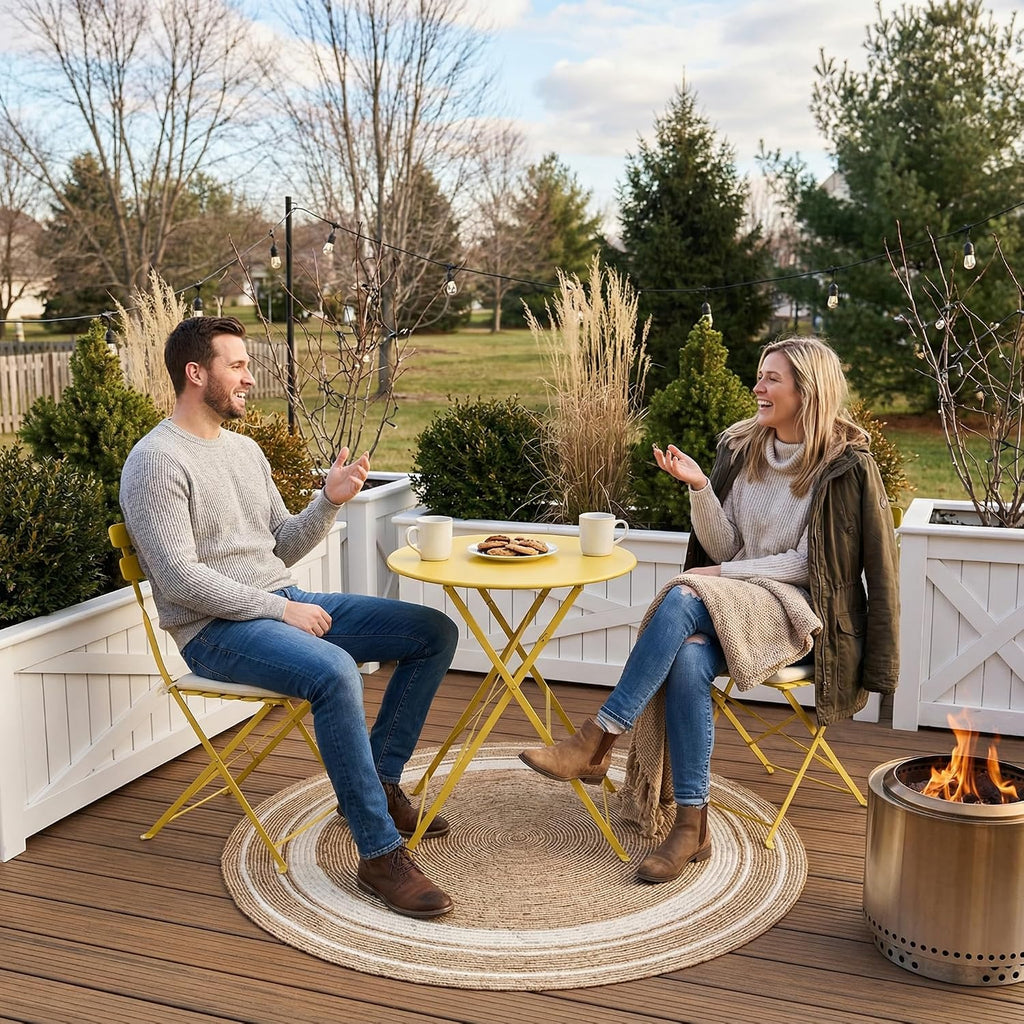 Yellow Cushioned 3-Piece Folding Bistro Set
