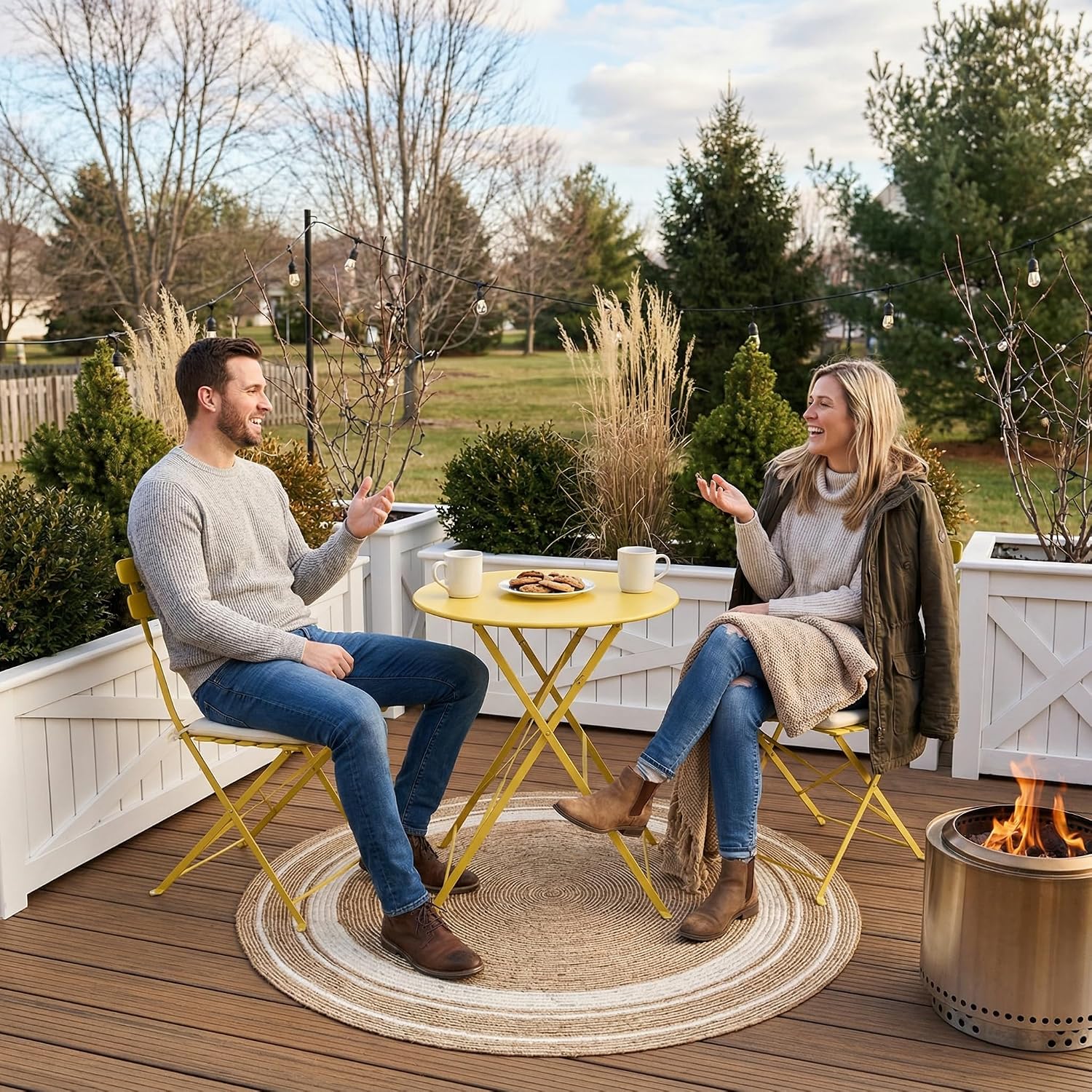 Yellow Cushioned 3-Piece Folding Bistro Set