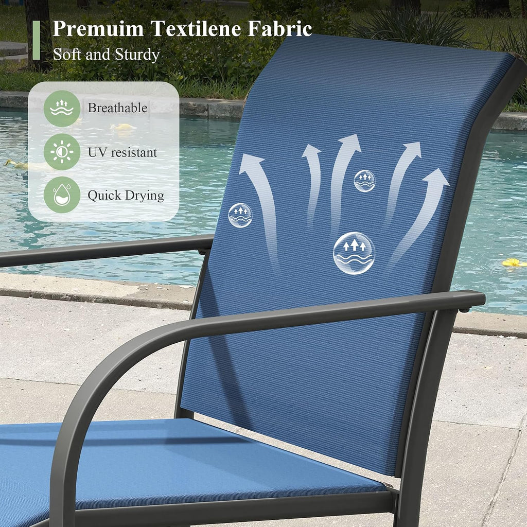 Dark Blue Stackable Patio Chairs Set of 2